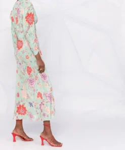 Rixo London 'Selma' Mint Peony Floral Midi Dress