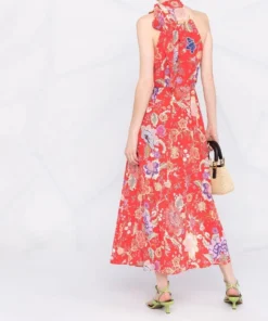 Rixo London 'Valerie' Neck Tie Floral Midi Dress