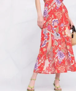 Rixo London 'Valerie' Neck Tie Floral Midi Dress