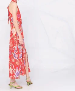 Rixo London 'Valerie' Neck Tie Floral Midi Dress