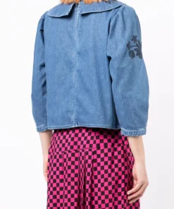 Rixo London 'Willa' Embroidered Denim Blouse