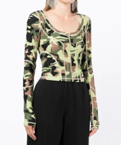 ROTATE 'Tamisha' Camo Top