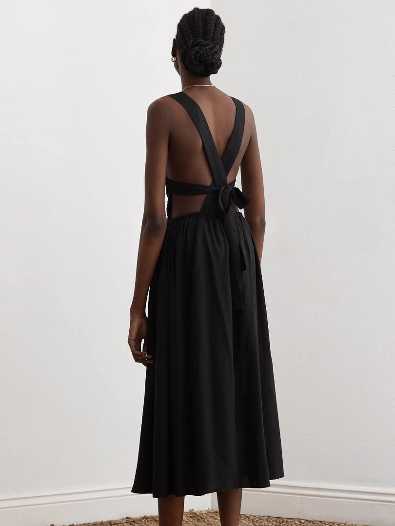 Sancia Clothing Black ‘Mirella’ Back Tie Midi Dress 5 Sancia Clothing Black ‘Mirella’ Back Tie Midi Dress