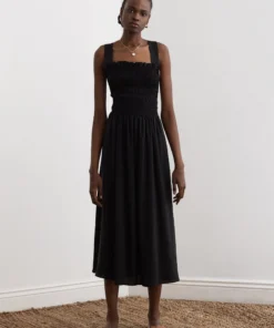 Sancia Clothing Black ‘Mirella’ Back Tie Midi Dress