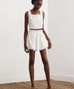 Sancia Clothing White ‘Sol’ High Waist Shorts