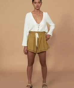 Sancia Clothing Green ‘Lucia’ Linen High Waist Shorts
