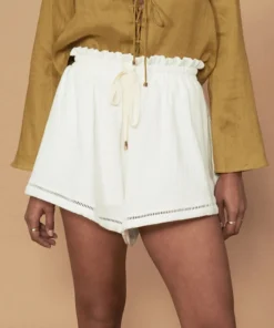Sancia Clothing White ‘Lucia’ High Waist Cotton Shorts