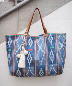 M.A.B.E Bags Navy 'Serai' Patterned Tote Bag