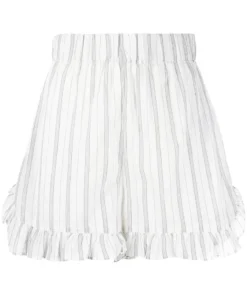 Ganni 'Sheer Striped Frill Hem Shorts'