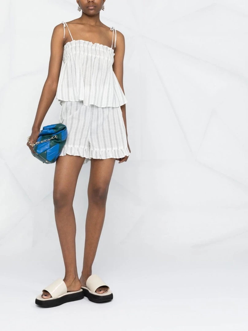 Ganni 'Sheer Striped Frill Hem Shorts' 4 Ganni 'Sheer Striped Frill Hem Shorts'