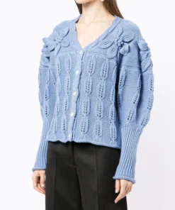 Shrimps Blue 'Claudia' Floral Knit Cardigan Clothing 9 Shrimps Blue 'Claudia' Floral Knit Cardigan Clothing