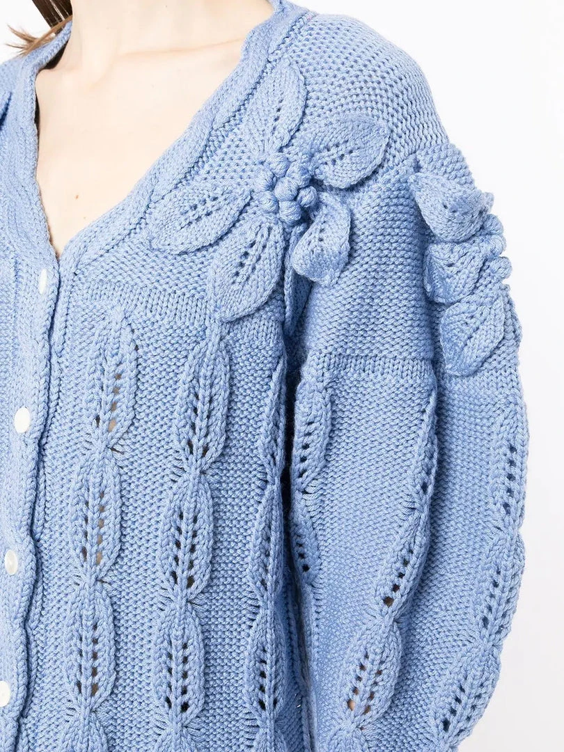 Shrimps Blue 'Claudia' Floral Knit Cardigan Clothing 7 Shrimps Blue 'Claudia' Floral Knit Cardigan Clothing