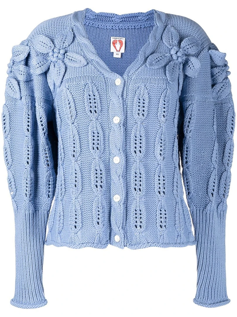 Shrimps Blue 'Claudia' Floral Knit Cardigan Clothing 3 Shrimps Blue 'Claudia' Floral Knit Cardigan Clothing
