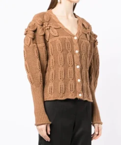 Shrimps Brown 'Claudia' Floral Knit Cardigan Clothing