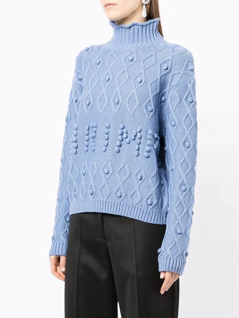 Shrimps Blue 'Cornelia' Bobble Logo Jumper Clothing 5 Shrimps Blue 'Cornelia' Bobble Logo Jumper Clothing