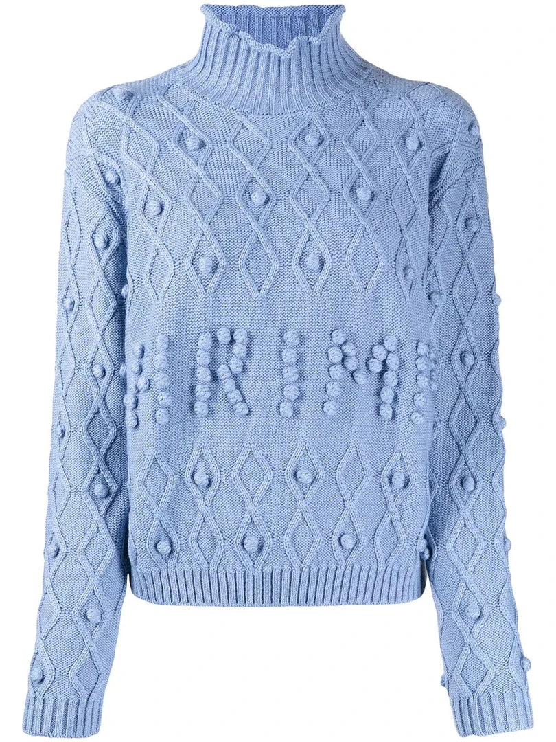 Shrimps Blue 'Cornelia' Bobble Logo Jumper Clothing 3 Shrimps Blue 'Cornelia' Bobble Logo Jumper Clothing