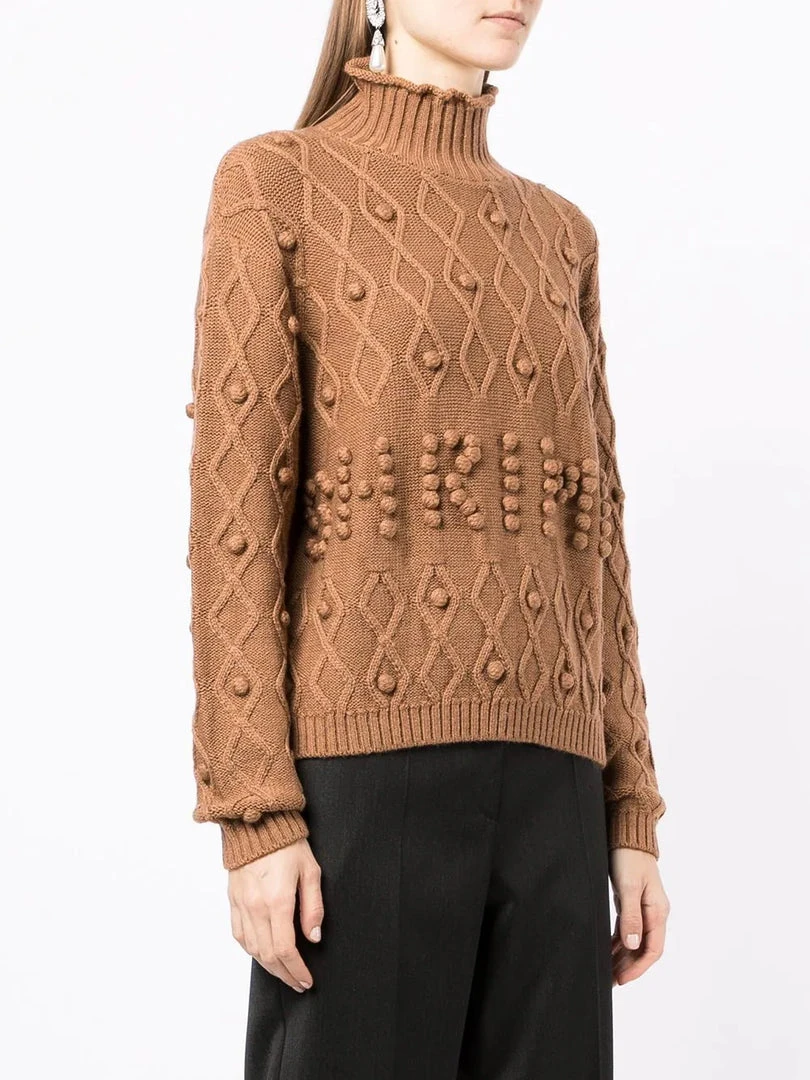 Shrimps Clothing Brown 'Cornelia' Bobble Logo Jumper 5 Shrimps Clothing Brown 'Cornelia' Bobble Logo Jumper