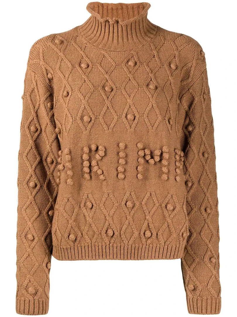 Shrimps Clothing Brown 'Cornelia' Bobble Logo Jumper 3 Shrimps Clothing Brown 'Cornelia' Bobble Logo Jumper