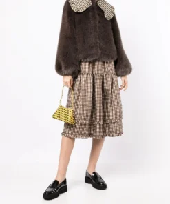 Shrimps 'Lara' Check Collar Faux Fur Jacket Clothing