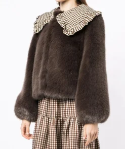 Shrimps 'Lara' Check Collar Faux Fur Jacket Clothing