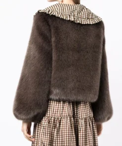Shrimps 'Lara' Check Collar Faux Fur Jacket Clothing