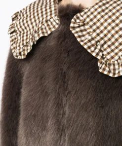 Shrimps 'Lara' Check Collar Faux Fur Jacket Clothing