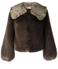 Shrimps 'Lara' Check Collar Faux Fur Jacket Clothing