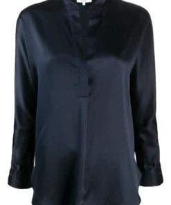 Vince New In Navy 'Silk Open Front Blouse'