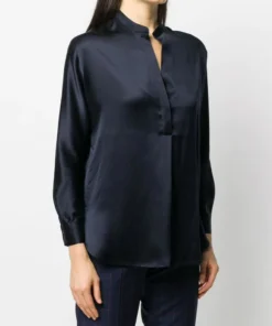 Vince New In Navy 'Silk Open Front Blouse'
