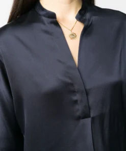 Vince New In Navy 'Silk Open Front Blouse'