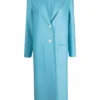 Harris Wharf London Clothing Blue 'Single Breasted Side Slit Long Midi Coat'