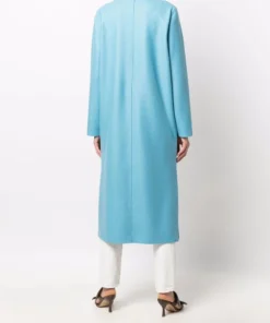 Harris Wharf London Clothing Blue 'Single Breasted Side Slit Long Midi Coat' 10 Harris Wharf London Clothing Blue 'Single Breasted Side Slit Long Midi Coat'