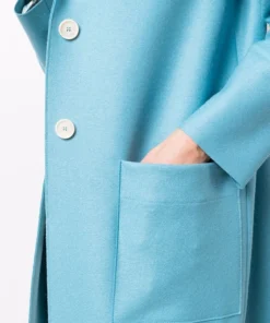 Harris Wharf London Clothing Blue 'Single Breasted Side Slit Long Midi Coat' 11 Harris Wharf London Clothing Blue 'Single Breasted Side Slit Long Midi Coat'