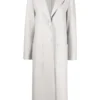 Harris Wharf London Clothing Light Grey 'Single Breasted Side Slit Long Midi Coat'