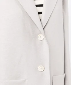 Harris Wharf London Clothing Light Grey 'Single Breasted Side Slit Long Midi Coat'