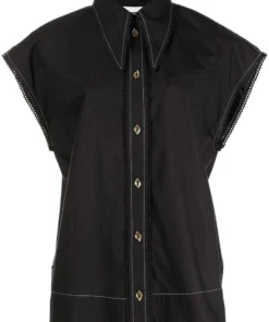 Ganni Black 'Sleeveless Buttoned Shirt'