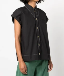Ganni Black 'Sleeveless Buttoned Shirt'