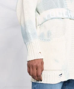 Golden Goose Clothing 'Slogan Belted Distressed Knit Cardigan'