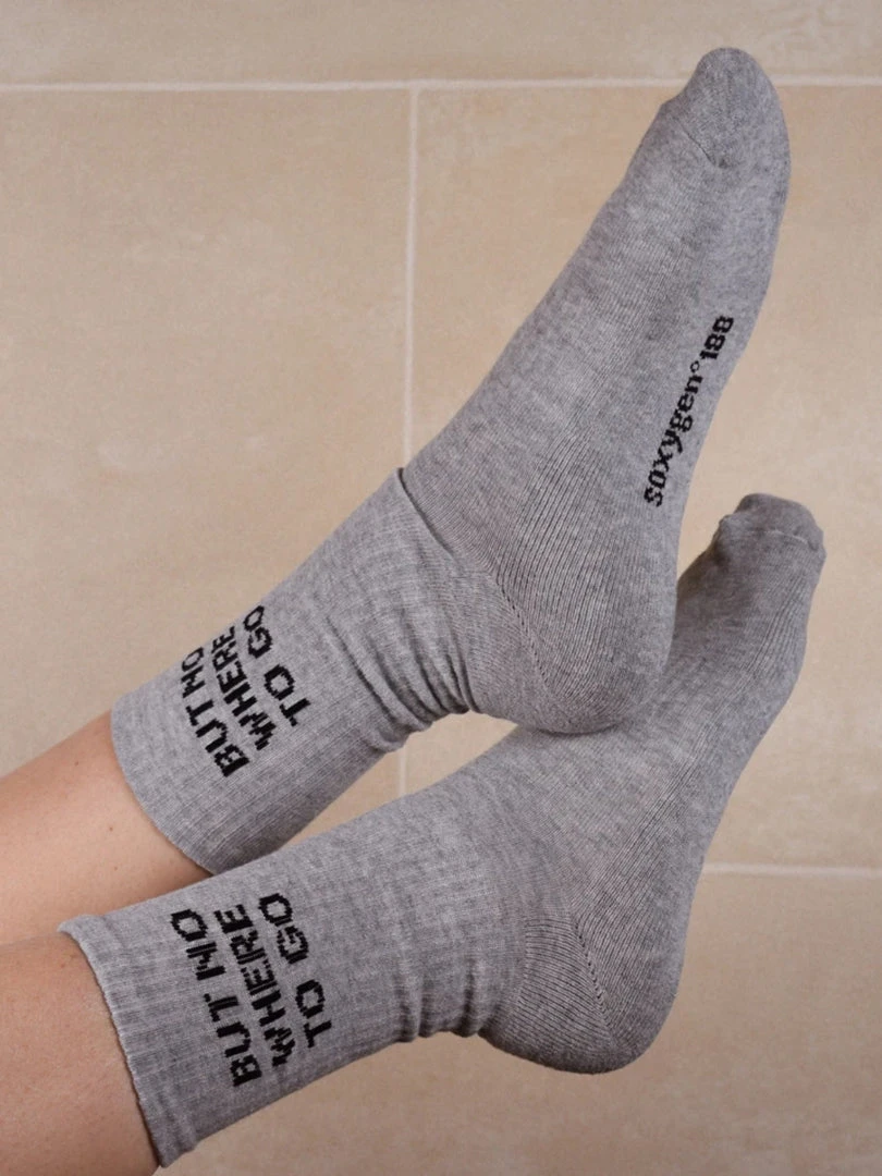 Soxygen Unisex Grey ‘But Nowhere To Go’ Classic Socks Accessories 4 Soxygen Unisex Grey ‘But Nowhere To Go’ Classic Socks Accessories