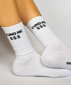 Soxygen Unisex White ‘Fund Me’ Classic Socks