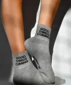 Soxygen Unisex Grey ‘Good Things Coming’ Ankle Socks Accessories