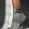 Soxygen Unisex Grey ‘Good Things Coming’ Ankle Socks Accessories