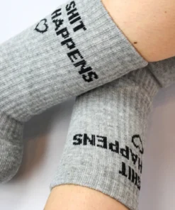 Soxygen Unisex Grey ‘Shit Happens’ Classic Socks