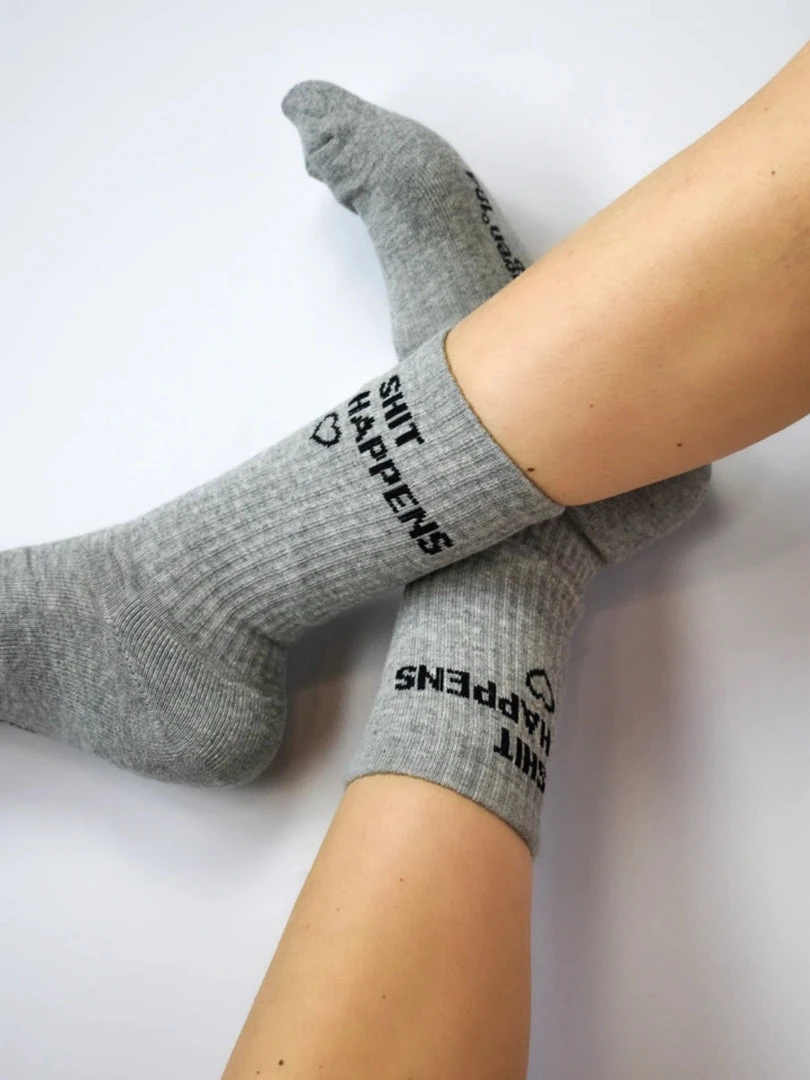 Soxygen Unisex Grey ‘Shit Happens’ Classic Socks 3 Soxygen Unisex Grey ‘Shit Happens’ Classic Socks