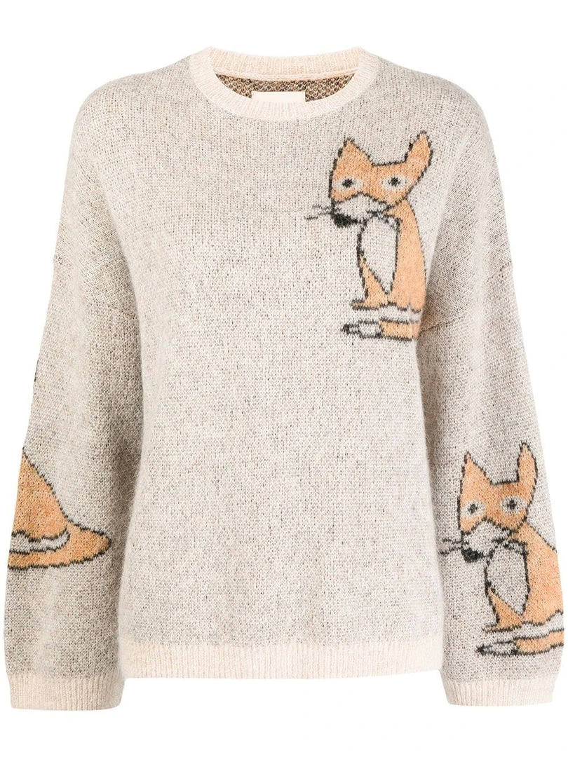 Stella Nova Clothing Beige 'Adelin' Fox Sweater 8 Stella Nova Clothing Beige 'Adelin' Fox Sweater