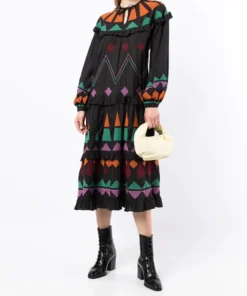 Stella Nova Clothing 'Esther' Block Embroidered Midi Dress