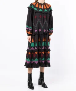 Stella Nova Clothing 'Esther' Block Embroidered Midi Dress