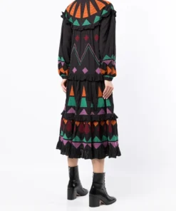 Stella Nova Clothing 'Esther' Block Embroidered Midi Dress