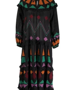 Stella Nova Clothing 'Esther' Block Embroidered Midi Dress