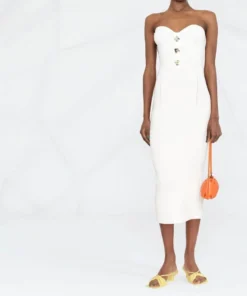 Self Portrait 'Strapless Ribbed Knit Midi Dress'